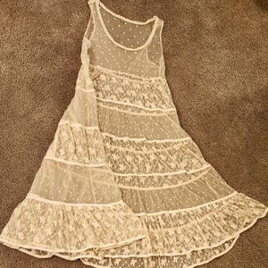 VINTAGE Tiered Ivory Lace Dress